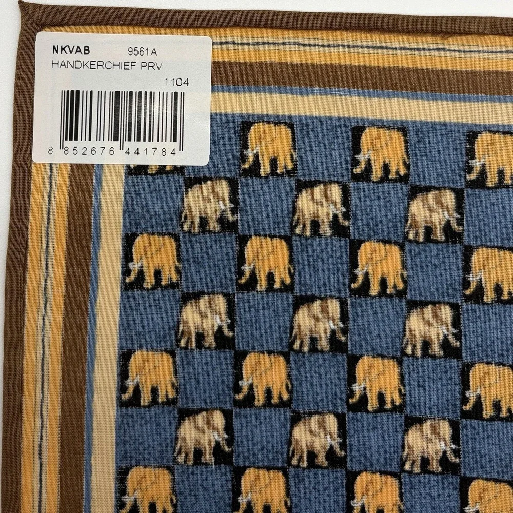 Jim Thompson 100% Cotton Elephant Handkerchief/Bandana Pocket Square